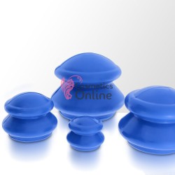 Ventuze de masaj corporal anticelulitic sau terapeutic, set 4 bucati albastre din silicon cod 25834